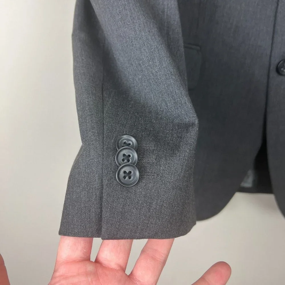 Banana Republic Blazer Jacket Mens 40S Gray Lanificio Wool Modern Fit Sport Coat